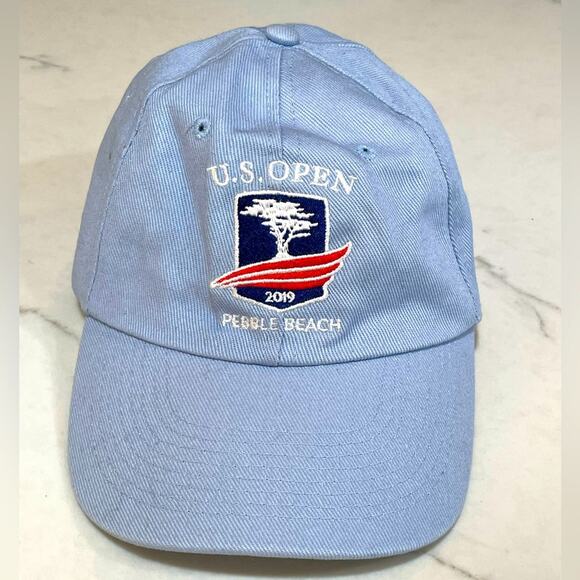 Pebble Beach Golf Hat USGA U.S. Open Cap MensBlue Adjustable Flat Back - Picture 1 of 6